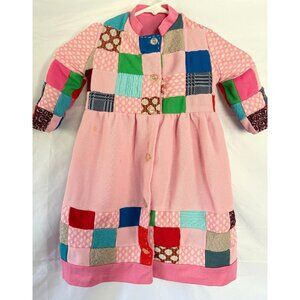 Vintage Handmade Patchwork Quilt Dress Polyester Knits Girls Toddler 2/3T